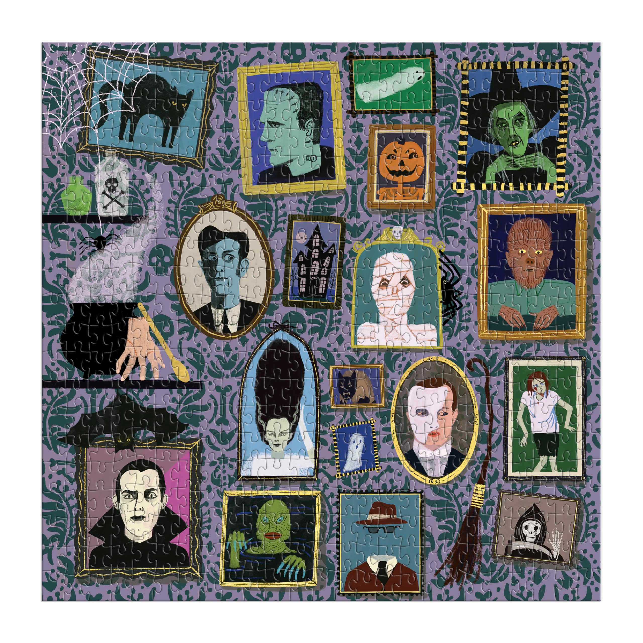 Amazon.com: Galison Spooky Portraits – 500 Piece Foil Jigsaw